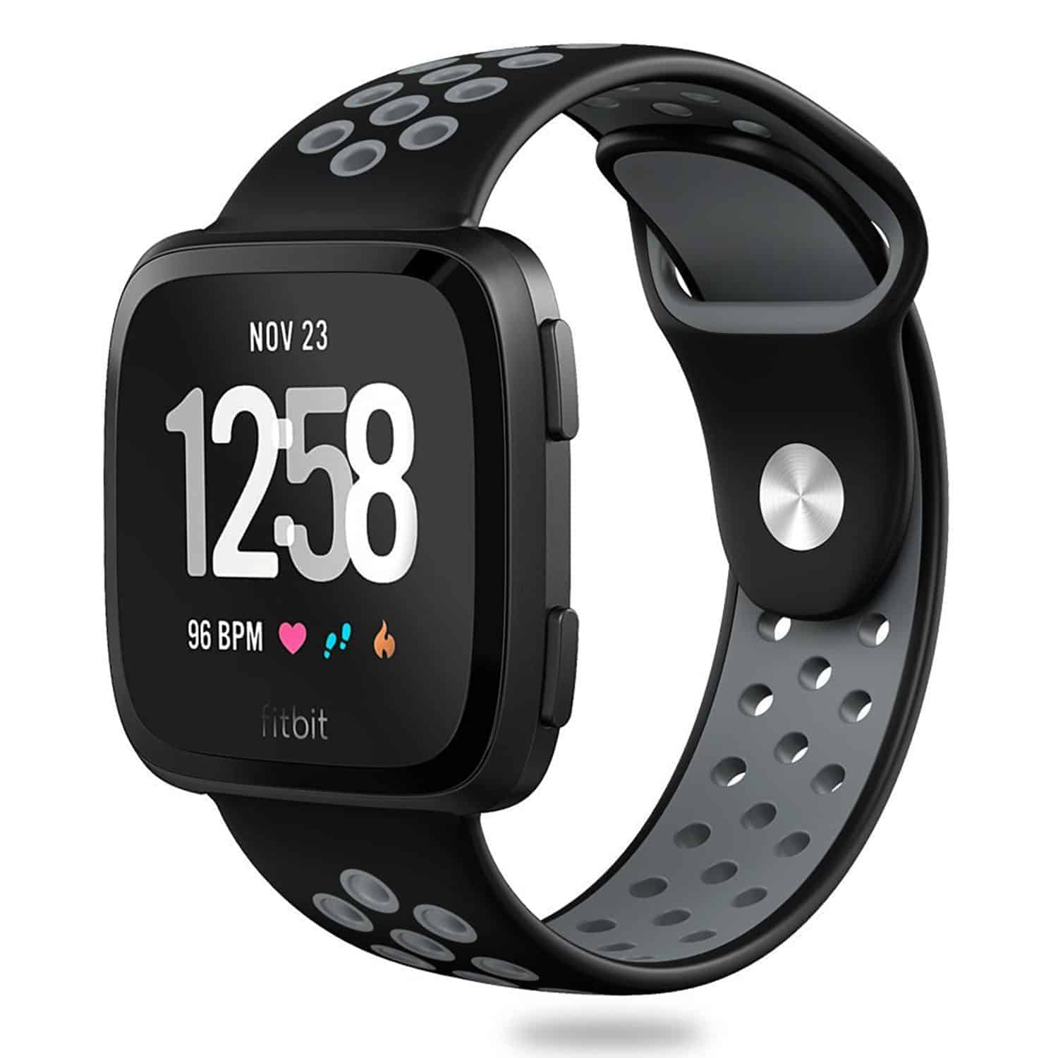 fitbit versa black with pink band